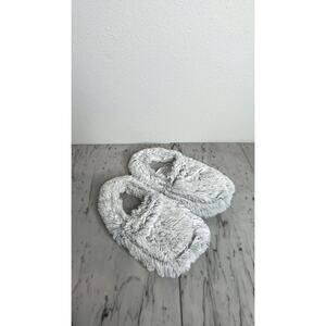 Warmies Gray Microwaveable Heated Slippers Cozy Faux Fur Non-Slip Soles One Size